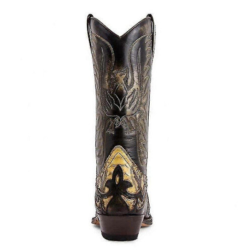 (42)Python Western Boot Colorblock Embroidery Men Boots Fashion Modern Shoes 1