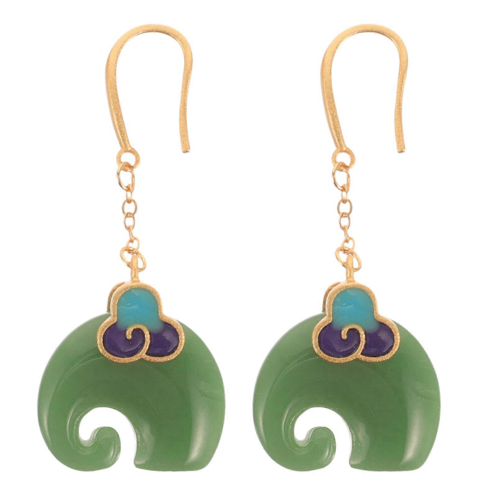 Kricely (As Show, One Size) 1 Pair Dangle Earrings Jade Earrings Drop Earrings Jade Jewelry For Women