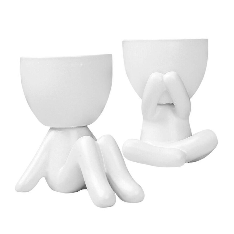 Kricely (As Show, One Size) 2Pcs Figure Shaped Ceramic Succulent Planters Plants Cactus Flower Pots Plants Planters