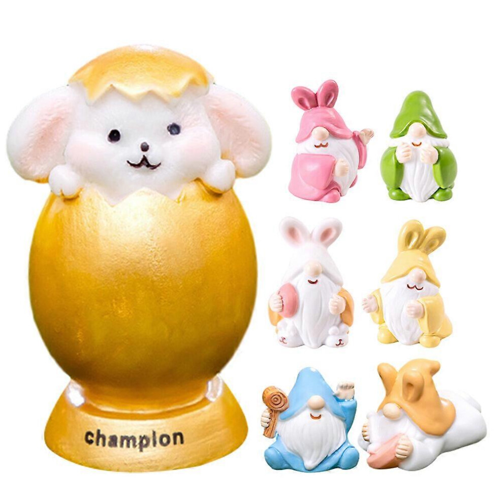 Kricely (As Show, One Size) 7Pcs Easter Gnome Resin Easter Gnome Decoration Spring Easter Gnome Easter Elf Statue