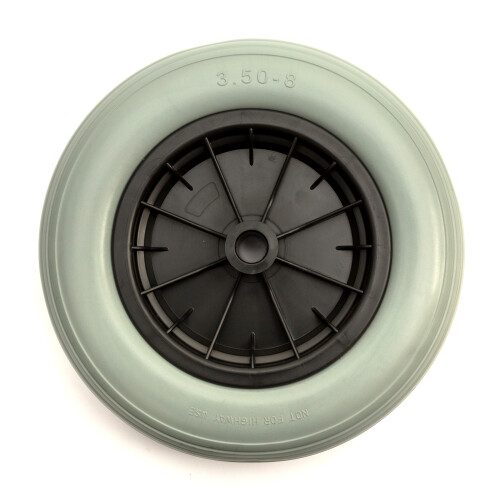 14" 3.50-8 PU Solid Tyre Wheel Puncture Proof 1" Bore Wheelbarrow Grey 1