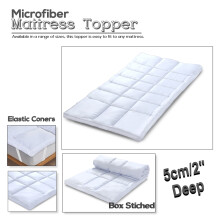 (Small Single) Microfibre Mattress Topper Hotel Quality Box Stitched 5cm Deep Super Soft Anti Allergy Quilted Mattress Topper