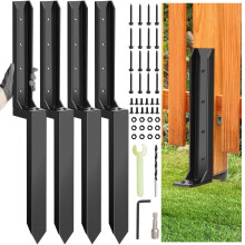 Dukelai 4 Pcs Fence Post Repair Kit Heavy Duty Fence Post Anchor Kit  Fence Post Repair Stakes for Repair Tilted  Broken Wood Fe