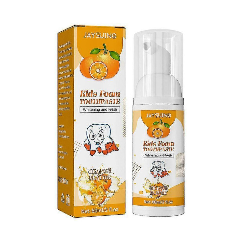 Orange/Yellow () Children's Foam Toothpaste Teeth Cleaning Teeth Stains Removal Whitening Brighten Anti-Cavity Fruit Flavor Pressed Mousse