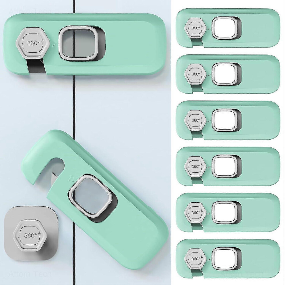 (Green) 6Pcs Child Safety Cupboard Locks, Childproof Refrigerator Lock, Child Proof Locks For Drawers Cabinets Ovens For Baby Proofing Green