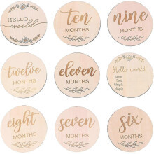 14pcs Baby Monthly Cards Wooden Milestone Discs Baby First Year Growth Photo Commemoration Props