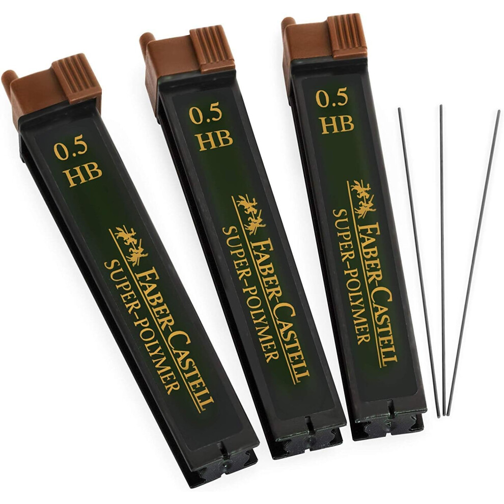 Faber-Castell Super-Polymer Leads - 0.5Mm Hb - 3 Tubes - 36 Leads