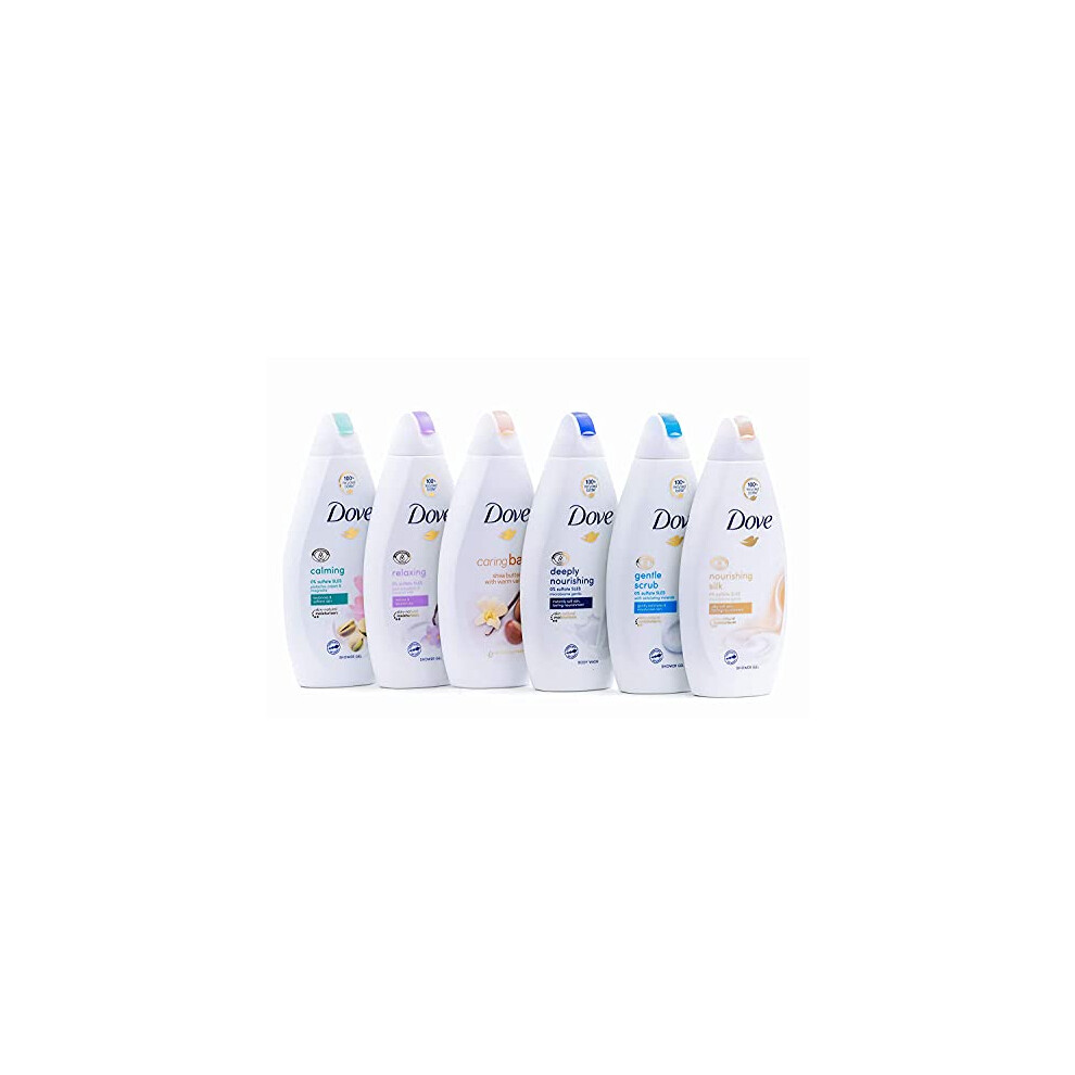 Dove Body Wash Variety 6 Pack - Shea Butter, Deep Moisture, Pistachio Cream, Coconut Milk, Gentle Exfoliating and Silk Glow, 16.9oz Each Internationa
