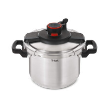Olla a presi   n de acero inoxidable T-fal Clipso de 8 cuartos, compatible con inducci   n, sistema de bloqueo seguro, sistema de una sola mano, cocc