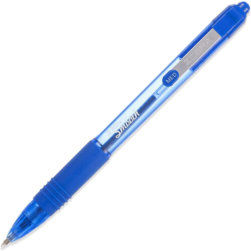 Zebra Z-Grip Smooth Retractable Ballpoint Pen - 1.0mm - Blue 12 Pack 1