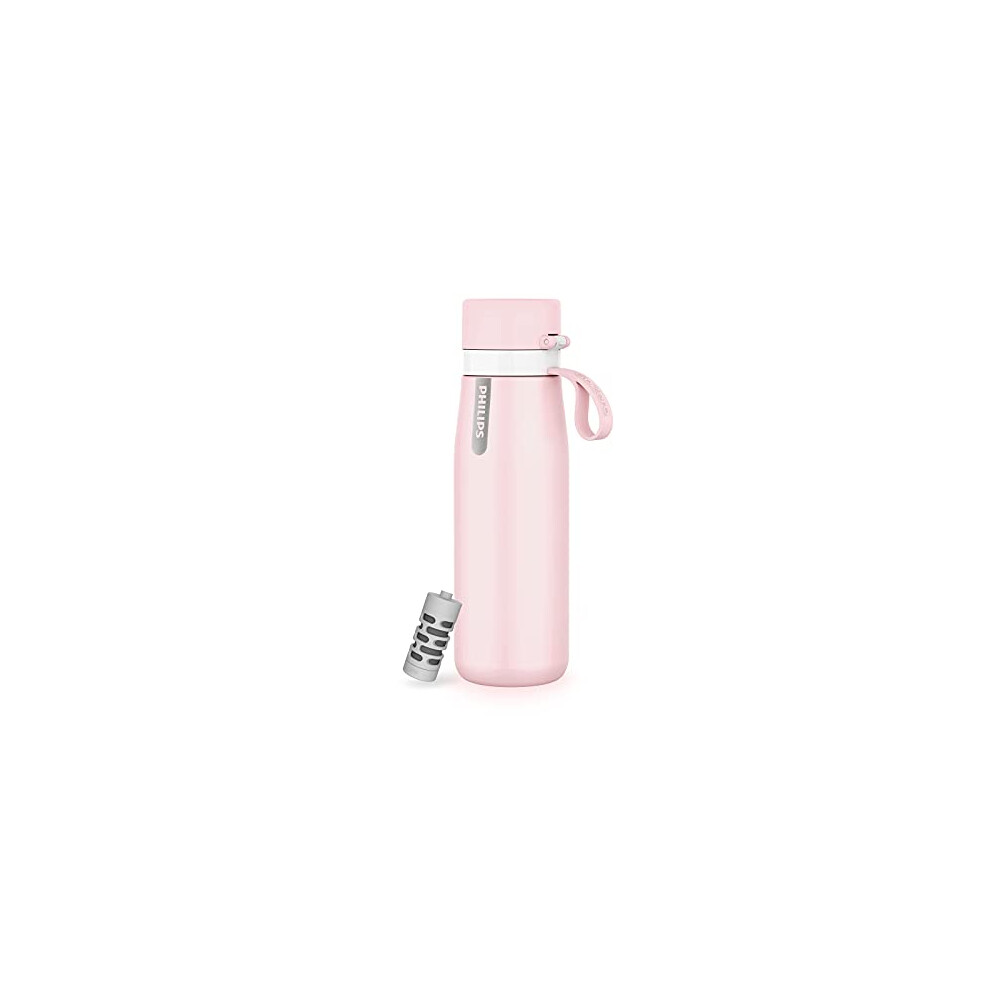 Philips GoZero Everyday Insulated Stainless Steel Filtered Water Bottle with Philips Everyday Water Filter, BPA Free, Purify Tap Water into Healthy T