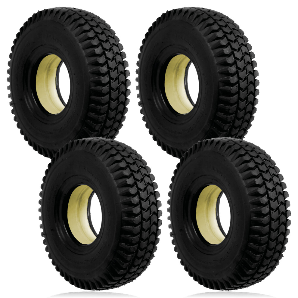 SPARES2GO Mobility Scooter Tyre 3.00 x 4 Solid Block Tread 300-4 300x4 260x85 PU Fill x 4