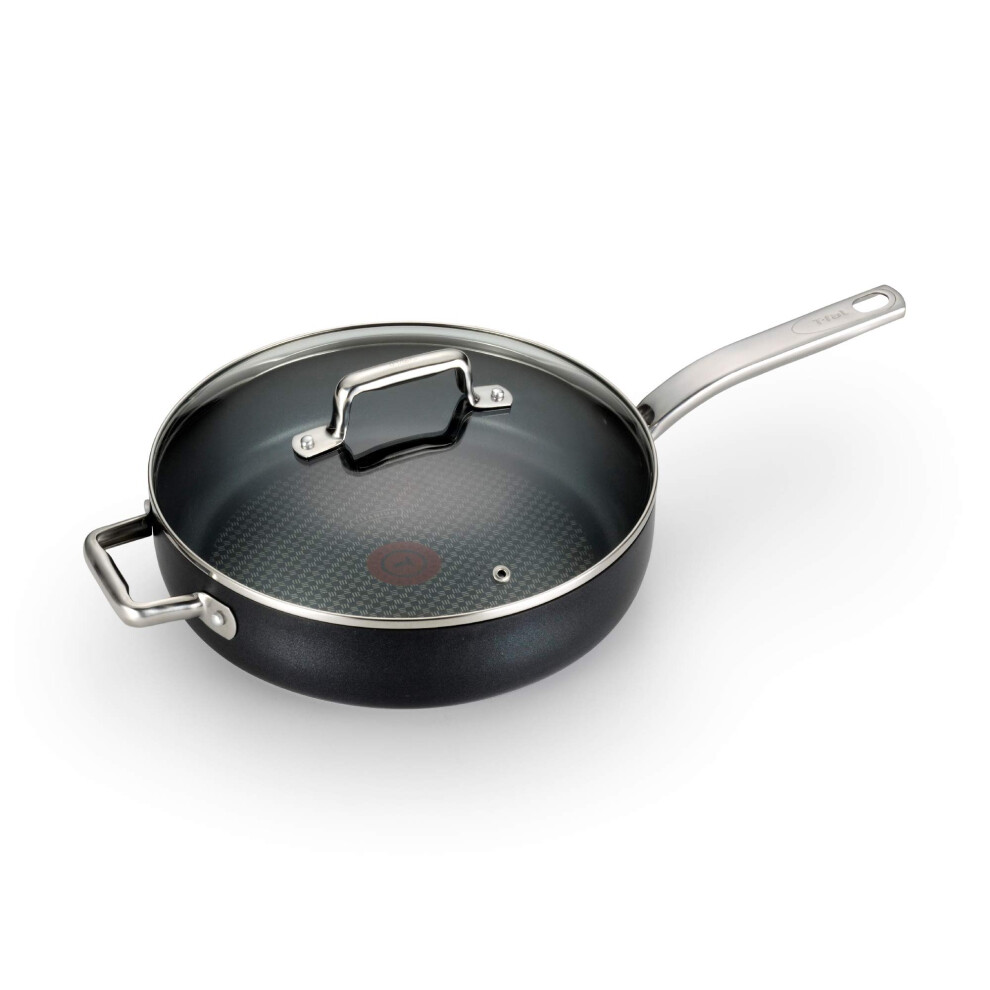 Tefal T-Fal Prograde Nonstick Jumbo Cooker W/ Lid & Helper Handle 5 Quart Induction Oven Broiler Safe 500F Cookware Non Stick Saute Pan Deep Frying Pa
