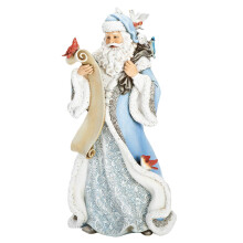 Joseph's Studio by Roman - Winter Blue Santa Holding List with Birds and Gifts Figure 14"" H Resin and Stone Christmas Decoration Collection Dura