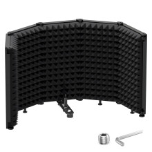 Moukey Microphone Isolation Shield, Acoustic Sound Shield With No Installation,3/8" and 5/8" Mic Threaded Mount, Mic Sound Absorbing Foam for Sound R