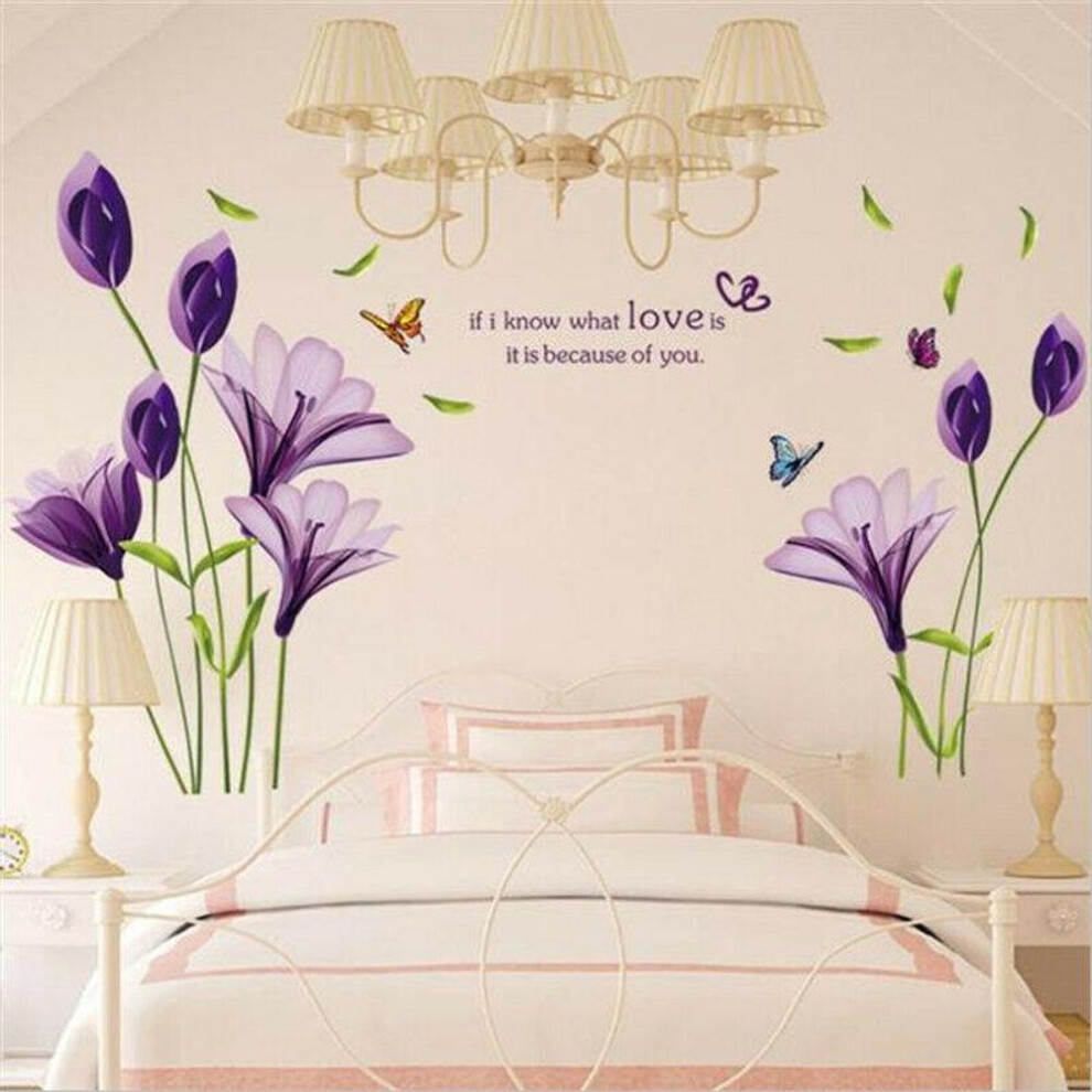 Lily Decal Porch Tv Background Decor Art Mural Home Wall Sticker Waterproof