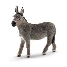 Figurina realistica di un asino Schleich Farm World - Giocattolo di animali da fattoria altamente dettagliato e resistente, divertente e gioco ed