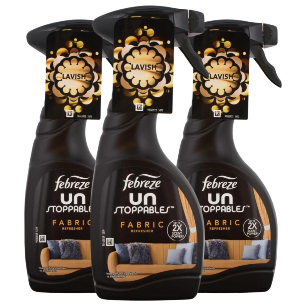 3 X 500ml Febreze Unstoppables Fabric Freshener Spray - Lavish