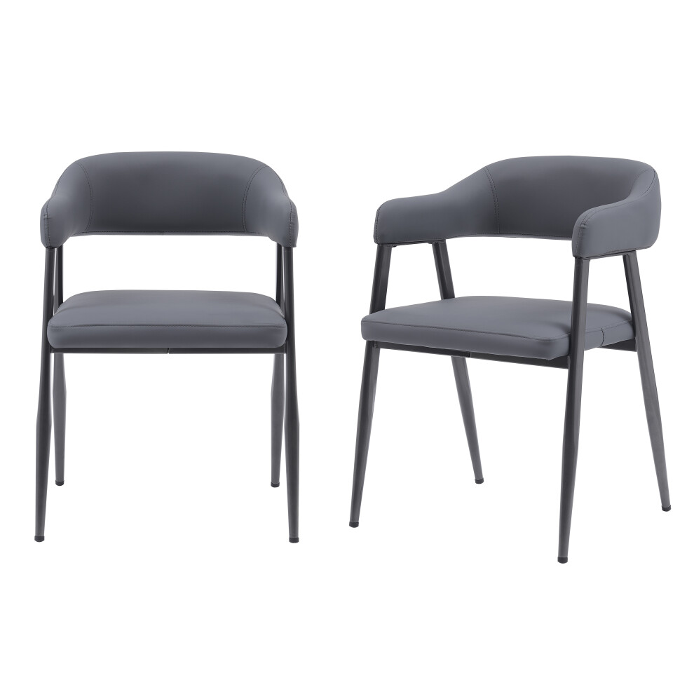 MMT Dining Chairs Set of 2, Wrap Around Armchair, Vintage Design in Tan, Grey, or Black for Sophisticated Spaces (Grey)