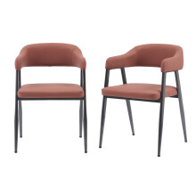 MMT Dining Chairs Set of 2, Wrap Around Armchair, Vintage Design in Tan, Grey, or Black for Sophisticated Spaces (Tan)
