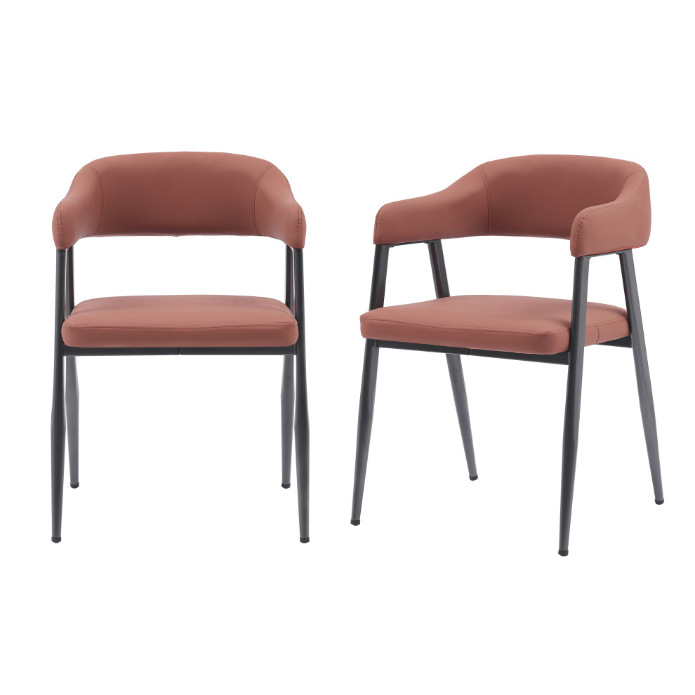 MMT Dining Chairs Set of 2, Wrap Around Armchair, Vintage Design in Tan, Grey, or Black for Sophisticated Spaces (Tan)