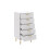 Commode en laque blanche, poignées et pieds dorés, 5 tiroirs 1