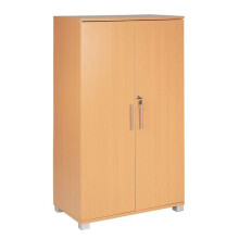 Beukenhouten archiefkast met 2 planken - 2-deurs afsluitbare archiefkast - Hoge houten opbergkast voor kantoor