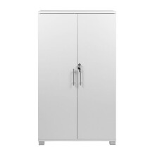 Witte houten archiefkast met 2 legplanken - 2-deurs afsluitbare archiefkast - hoge opbergkast voor kantoor