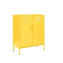 Yellow Metal 2 Door Sideboard, Drink Cabinets, Industrial Storage Cabinet for Home or Office