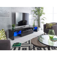 Modern Zwart 200cm Matglans TV Stand Geschikt voor 55 - 80 Inch 4K LED Flatscreen TV's Glazen Planken