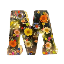 Letters Floral Night Light CreativeDried Flower LED Ambient Lights Resin Lamp Table Ornaments Lighting M