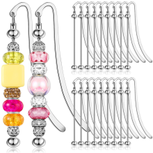 20 Pcs Beadable Bookmarks DIY Metal Blank Bar Bookmark Silver for Beads Modern Beaded Craft Jewelry Pendant