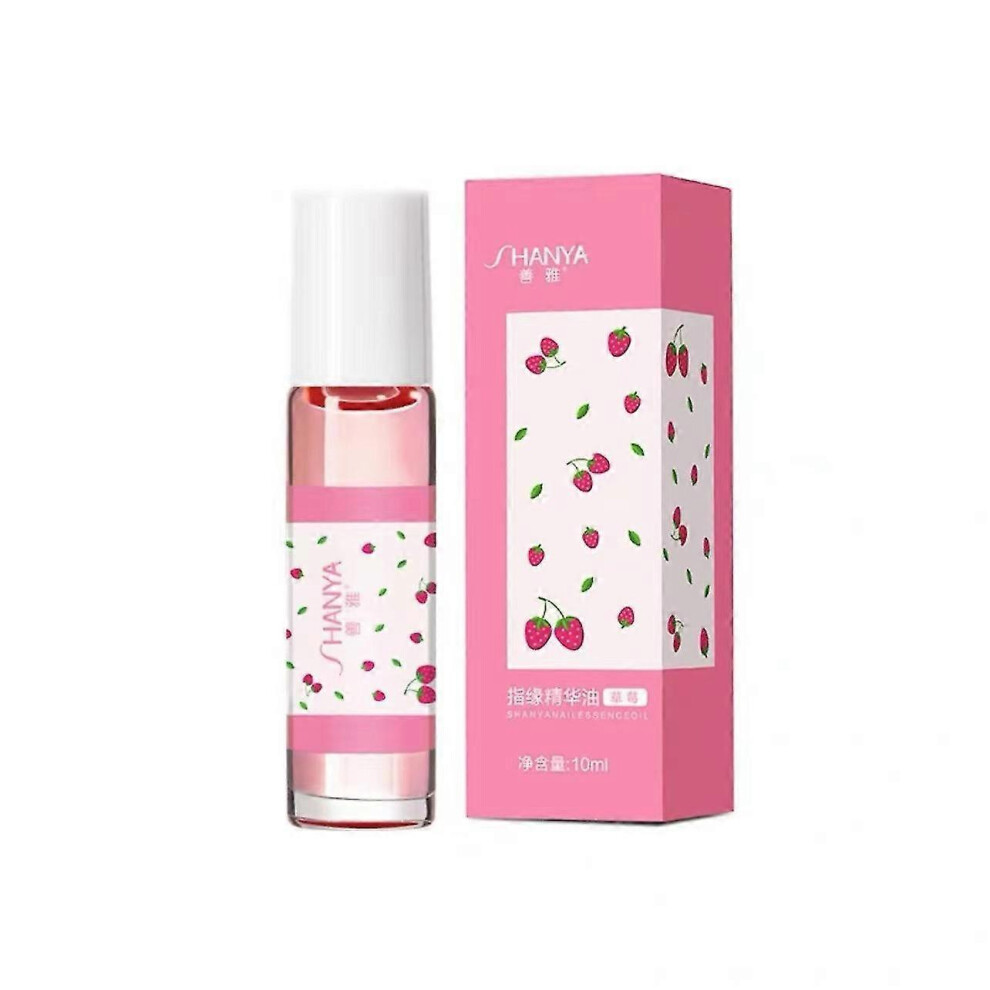 (Strawberry) Cuticle Oil for Nails, Rolling Ball Nail Nutrition Oil Pen, Cuticle Oil for Nails Repaired Dryness Damaged Nails and Cuticle, Moisturizes