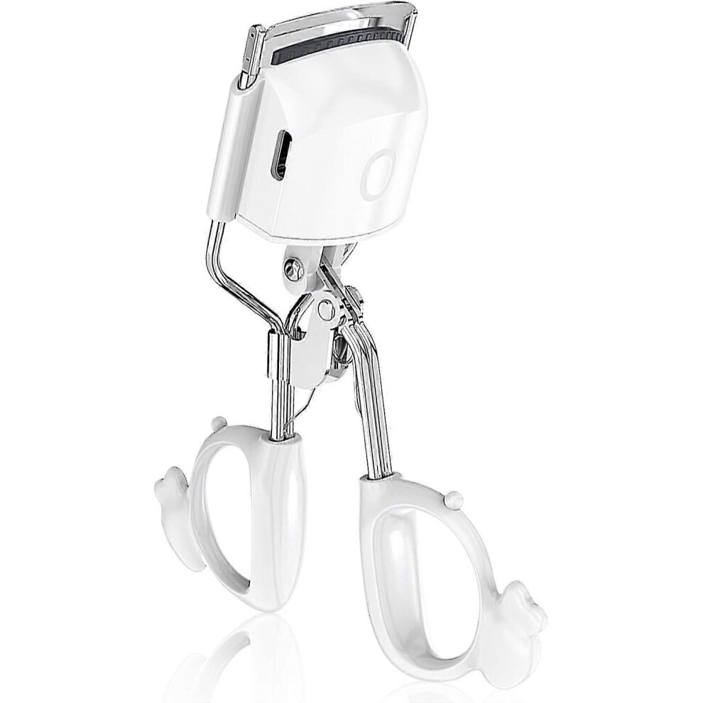 (White) Electric Heated Eyelash Curlers,Rapid Heated Lash Curler, Quick Natural Curling for Long Lasting with Sensing Heating Silicone Pad USB Eye Las