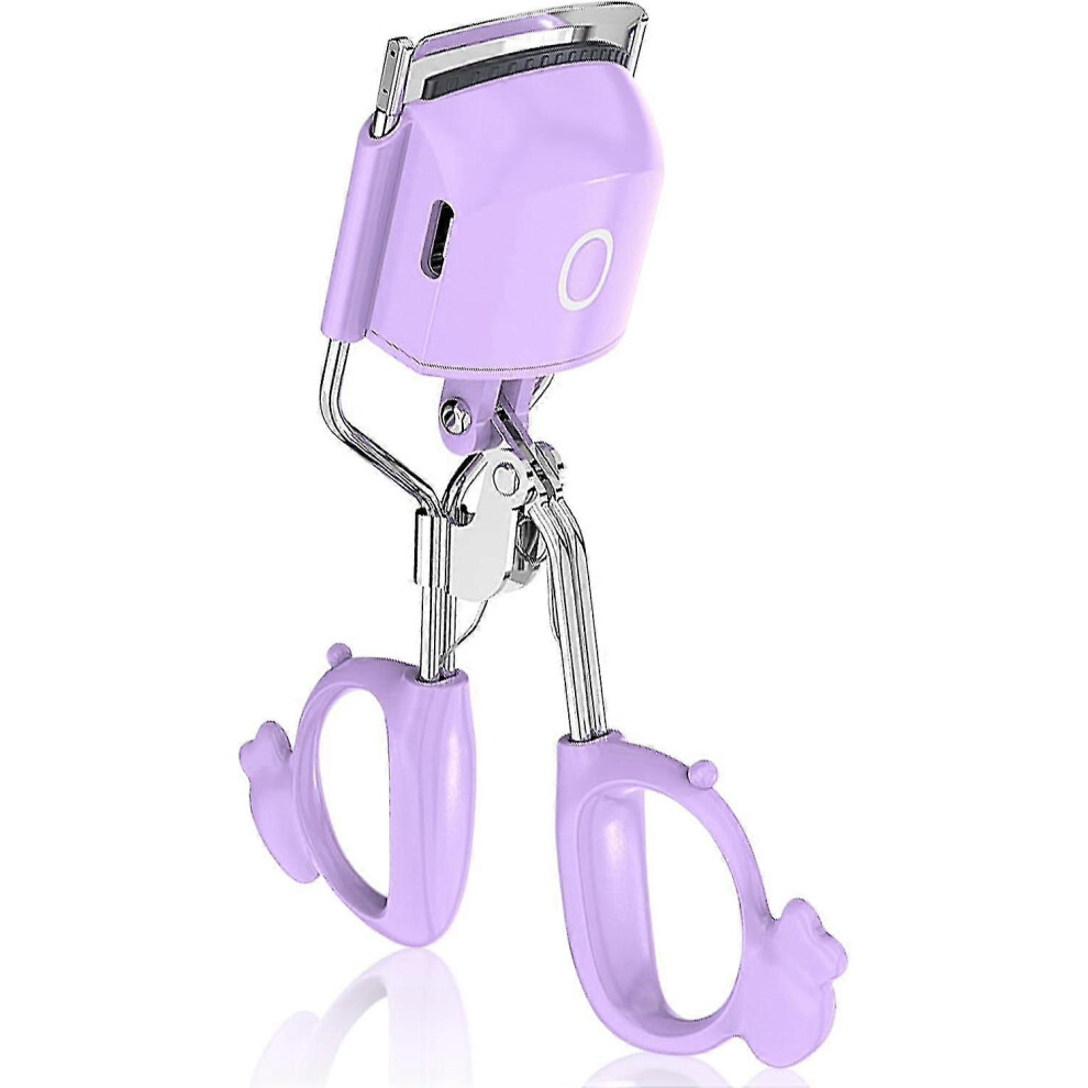 (Purple) Electric Heated Eyelash Curlers,Rapid Heated Lash Curler, Quick Natural Curling for Long Lasting with Sensing Heating Silicone Pad USB Eye La