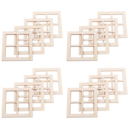 Lot De 16 Fenêtres Miniatures En Bois Pour Maison De Poupée – 6,7×6,7 Cm, Réutilisables, Décoratives Et Faciles à Installer