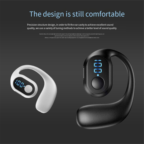 Digital Display Single Ear Hanging Bluetooth Headset Open 5.3 Wireless Earphone Black 2