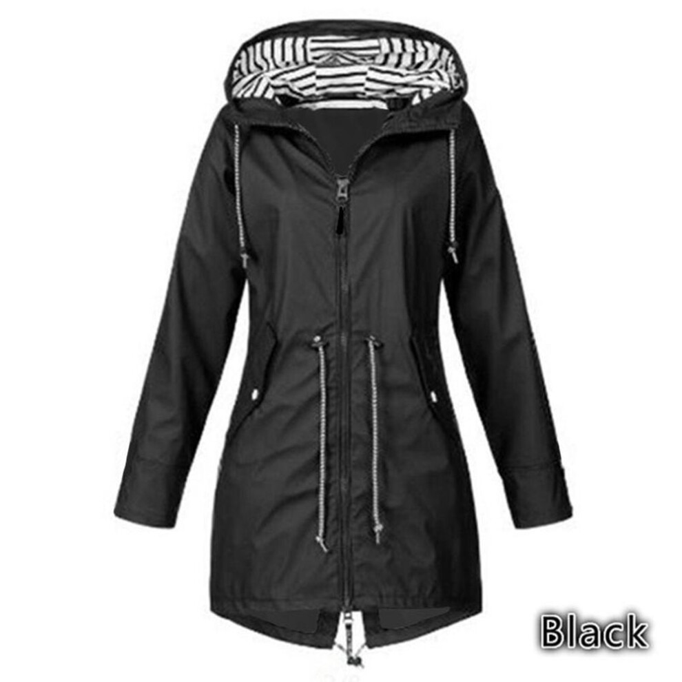 (black, 4XL) Women Rain Jacket Long Sleeve Waterproof Raincoat Hiking Running Coat Fashion Jackets