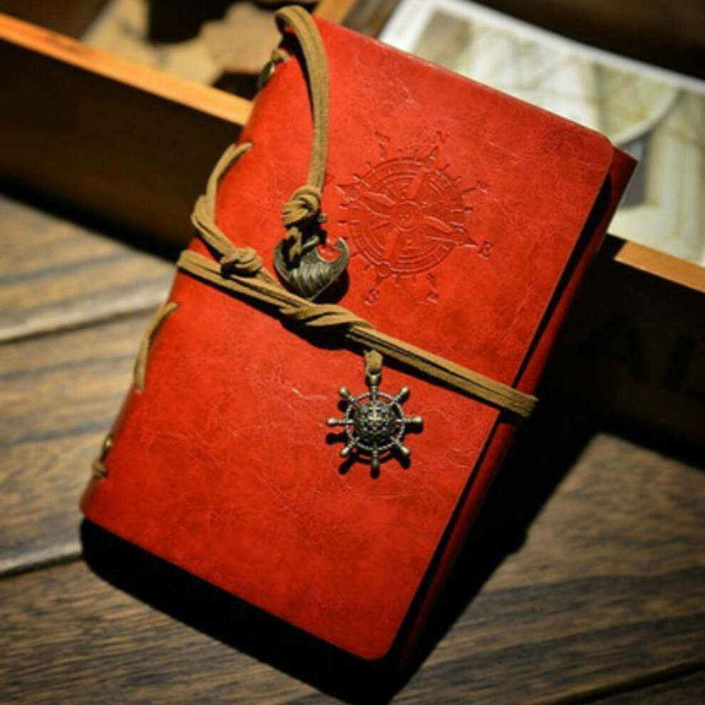(red) Pirate Diary Fashion Personality Notebook Journal Notebook Spiral Ring Binder Diary Retro Book