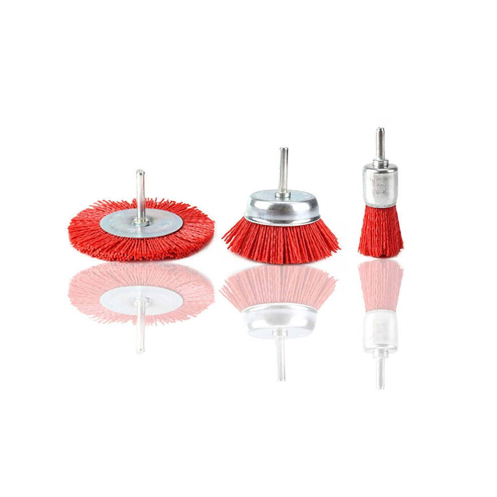 3 Piece Nylon Filament Abrasive Wire Brush Wheel & Cup Set With 1/4 Inch Shank For Removal Of Rust/Corrosion/Paint 4851337848973