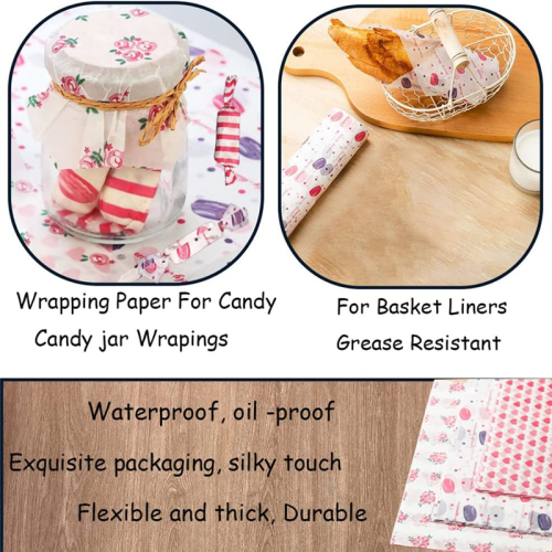 200PCS Folhas de Papel Cera Sanduíche Wrap Piquenique para Cesta de Alimentos, , Cozinha, 9,8x8,5 Polegadas 2