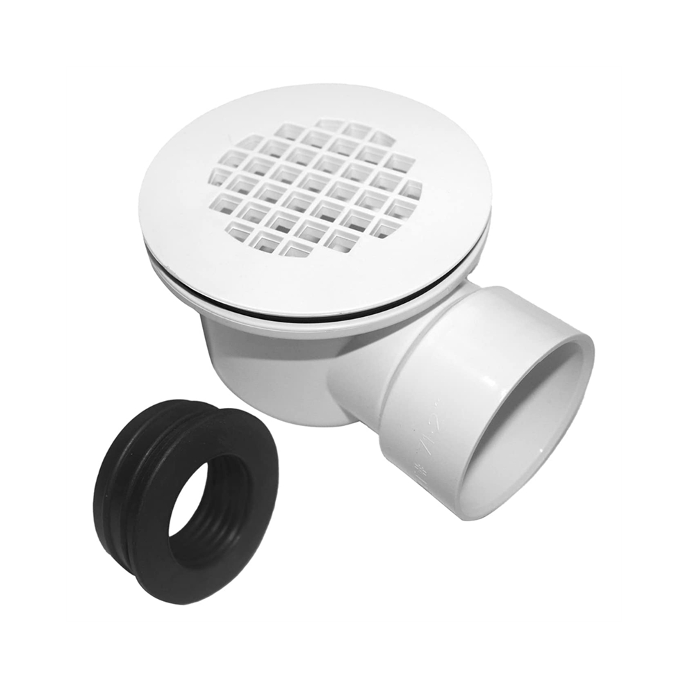 Drain de base de douche à profil bas avec ensemble de sortie latérale à crépine perforée