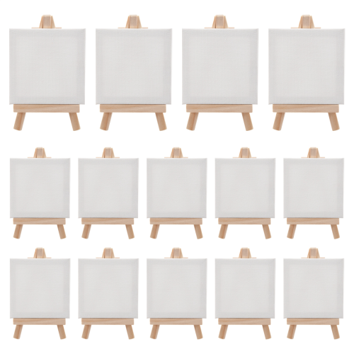 Conjunto de 14 peças de mini tela e pincel de cavalete, polegadas, tela pré-esticada, kit de pintura, crianças 1