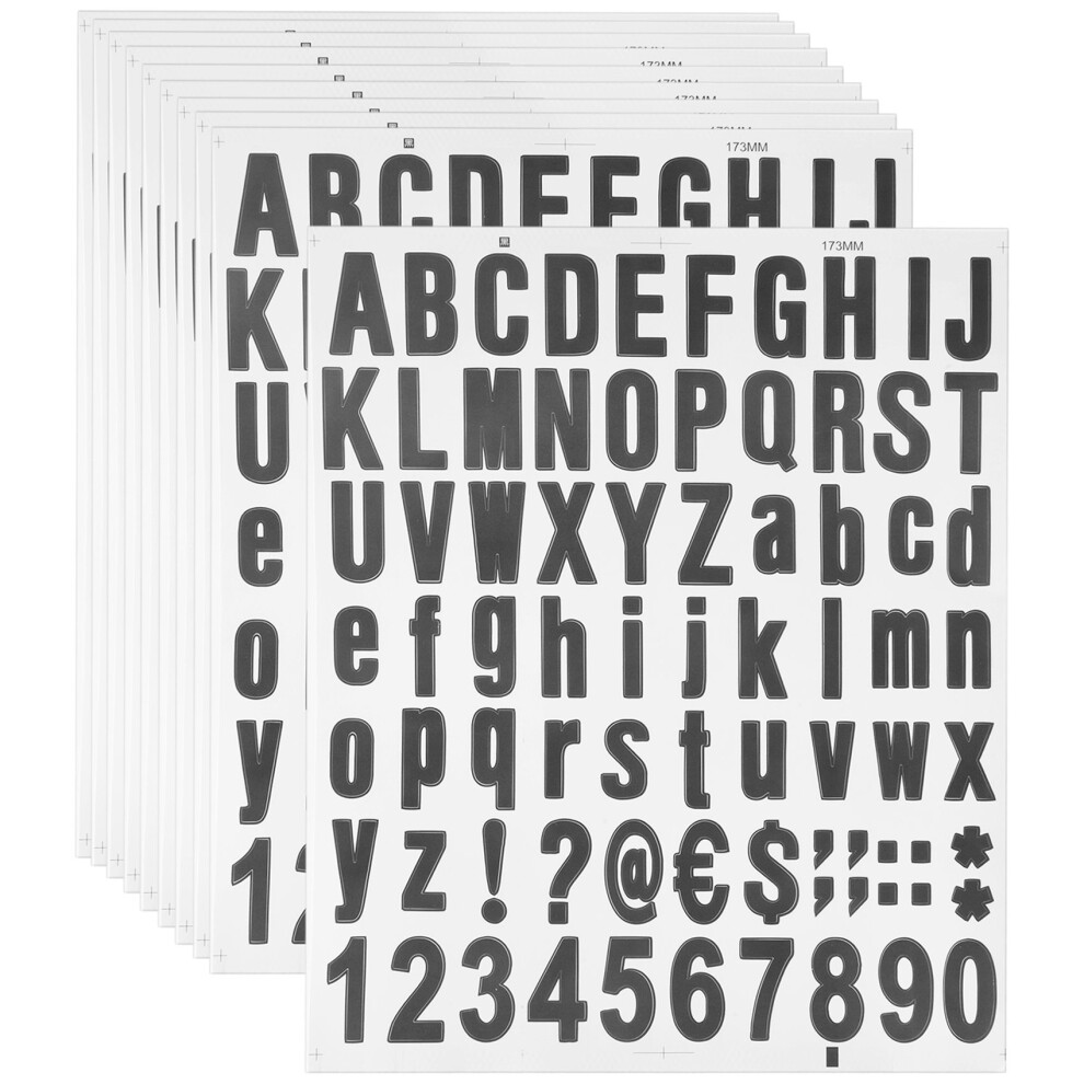 770 stuks 10 vellen zelfklevende vinyl letters en cijfers, alfabetische cijferstickers voor brievenbus (zwart, 1 inch)