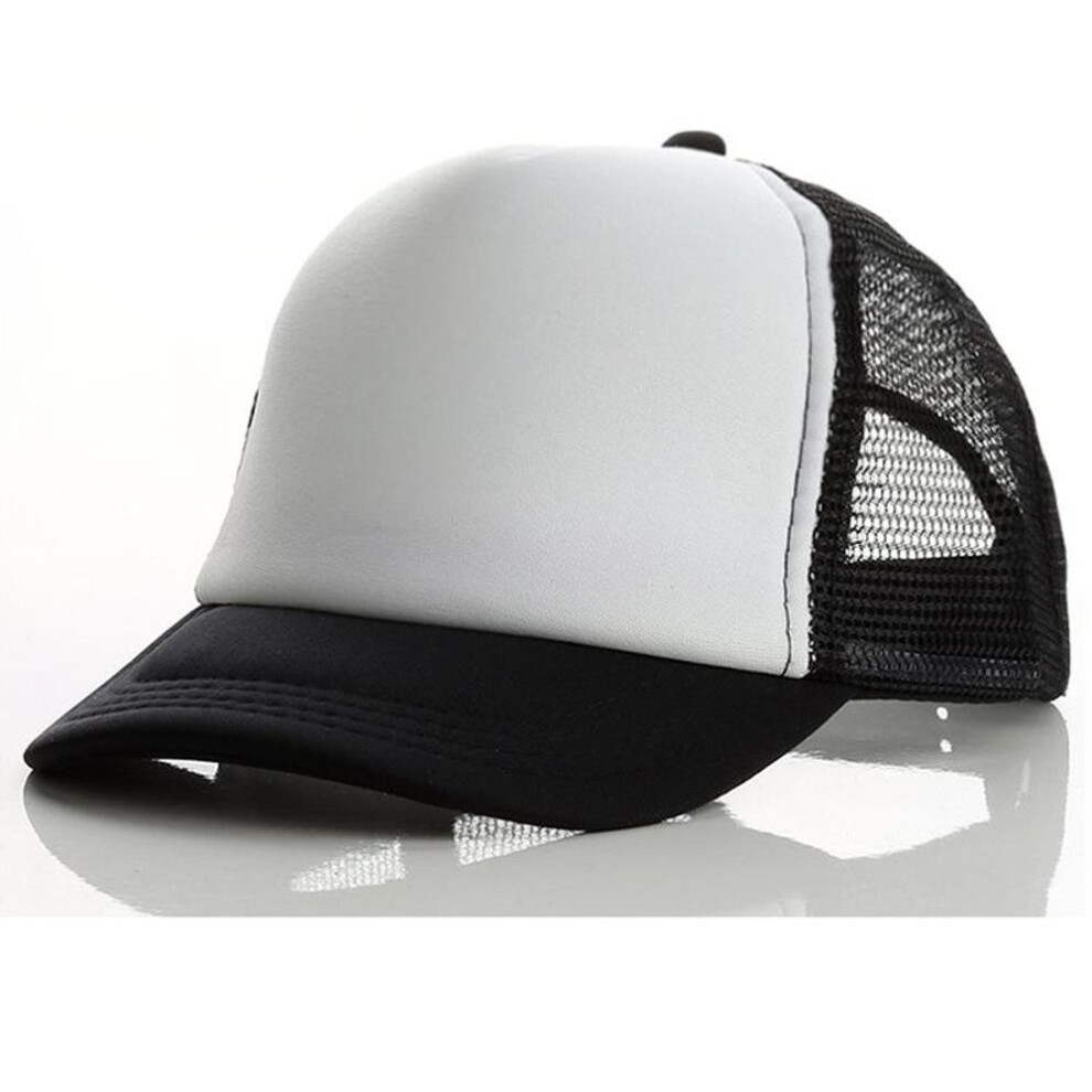 (black,white, One Size) Kids Baseball Cap Mesh Breathable Trucker Hat Summer Adjustable Polyester Headgear