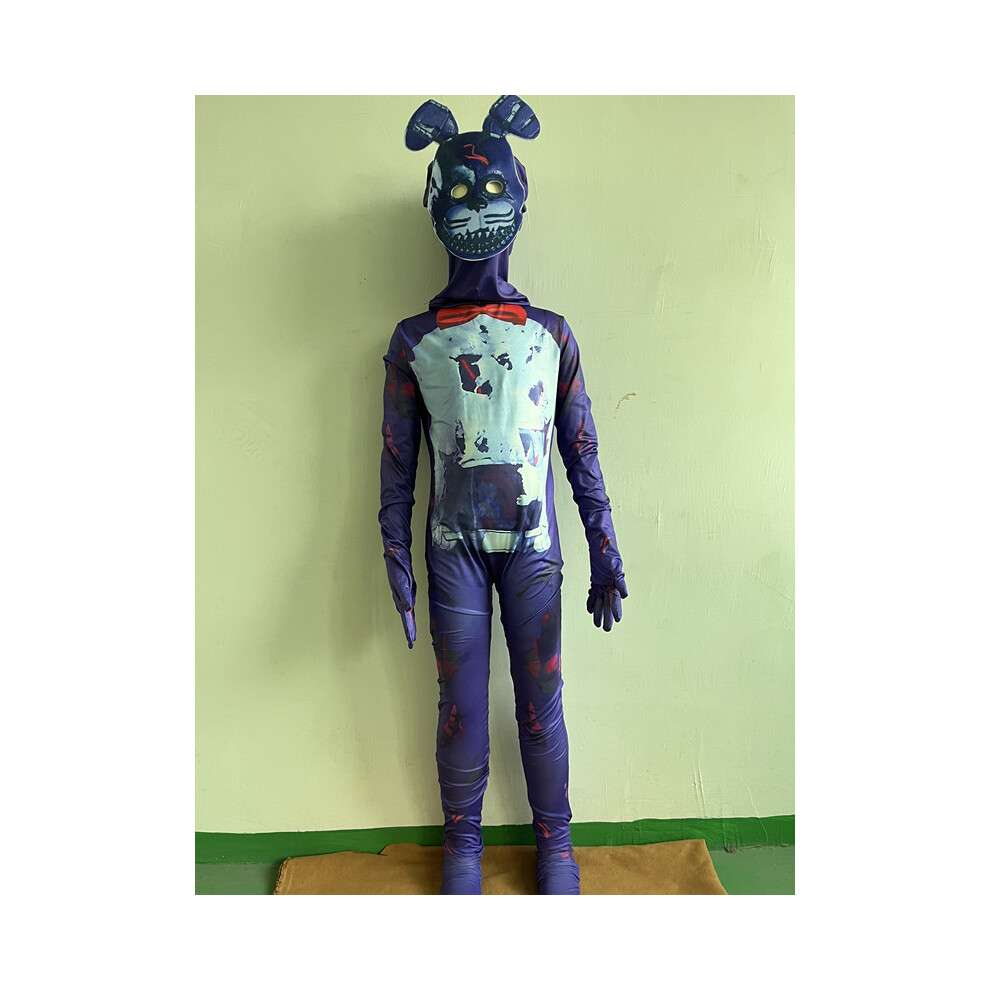 Photos - Fancy Dress  Halloween Costume Glamrock Freddy Holiday Party Teddy Bear Character Red(Bonnie jumpsuit + head cover, S Children 100)
