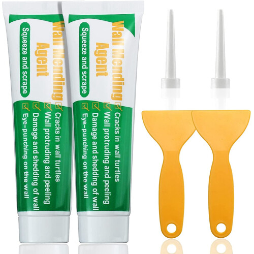 2 Pack Wall Mending Agent, Drywall Repair Kit with Scraper and Tips,Adhesive Putty 1