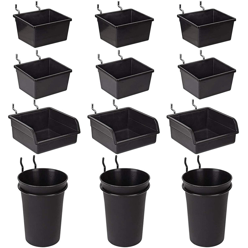 Pegboard Bins Peg Board Cups With Hooks & Loops 12 Pack,Assortment Organizer Accessory,Tools Storage Arrange System Kit 4851337856961
