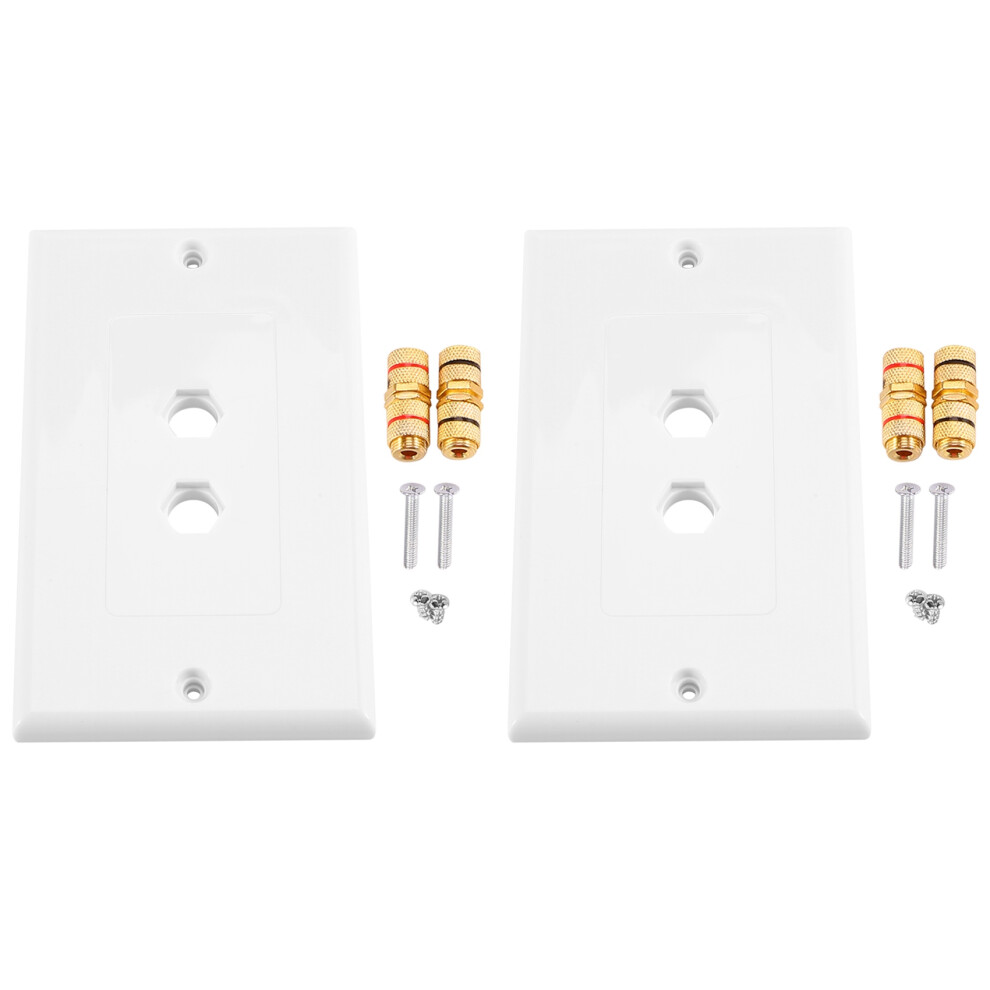 Photos - Cable (video, audio, USB) Kopinma 2 Pack Single Gang 1.0 Speaker Wire Wall Plate  for Speaker, White (Banana Plug Plate)