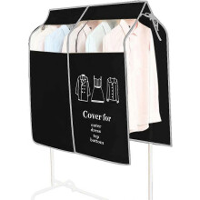 Black clothing cover 90 x 110cm transparent window dust-proof clothing cover protective clothing hanger universal clothing cover shirt dress suit coat
